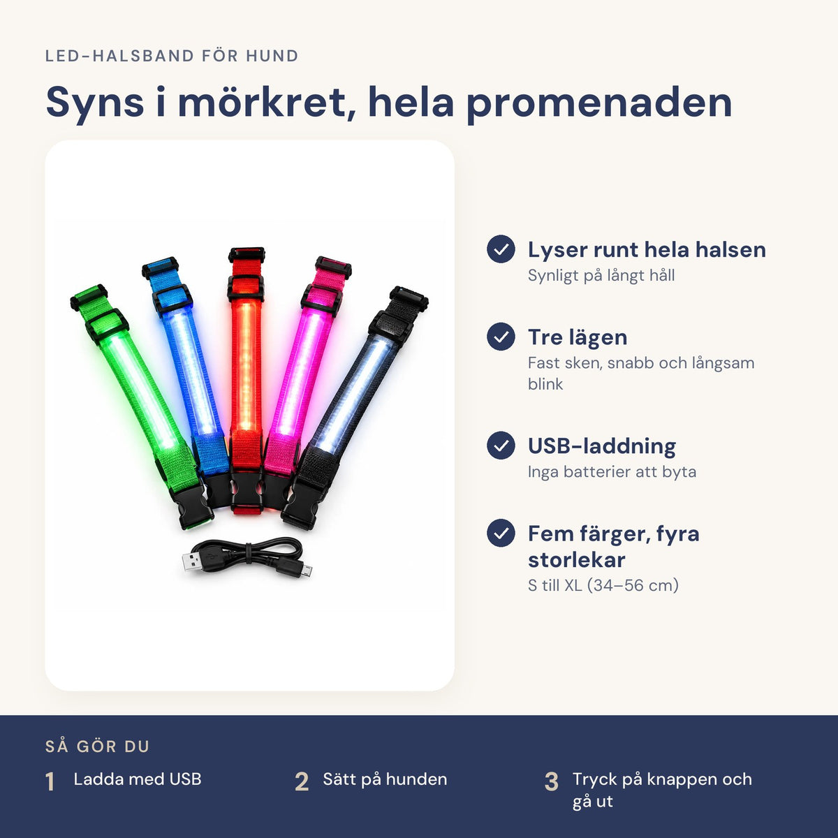 LED-halsband för hund