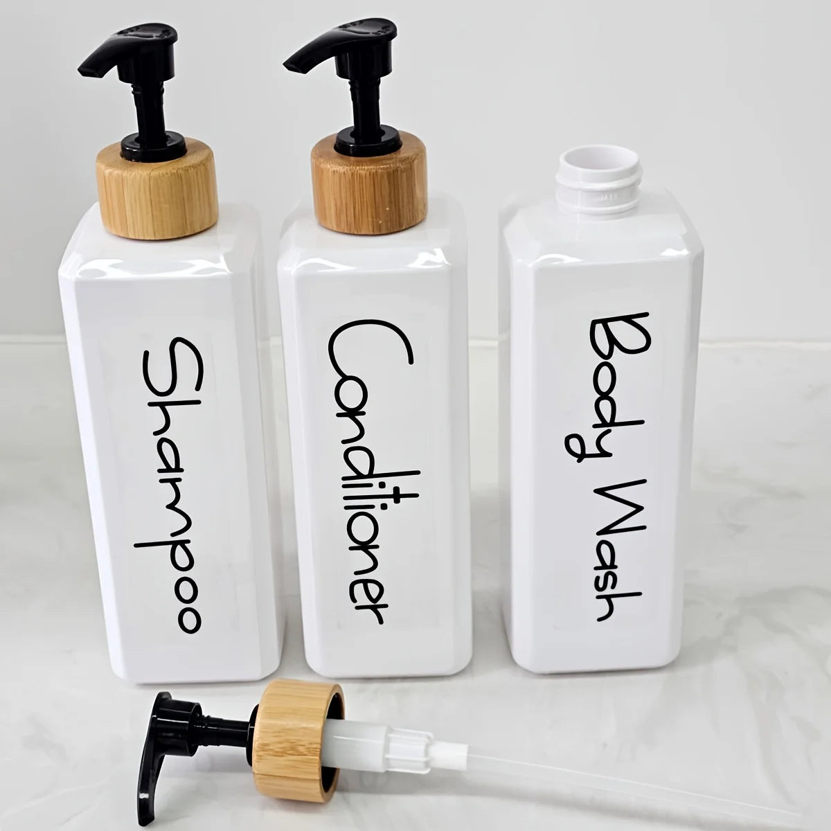 Påfyllningsbara duschflaskor – 3-pack med pump