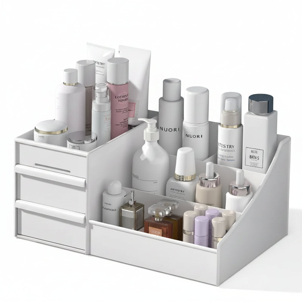 Sminkförvaring med lådor – transparent organizer