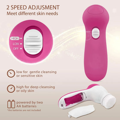 Electric 5-in-1 Facial Cleansing Brush, Multi-functional Rotating Massage Pore Cleansing Beauty Device Pore Cleaner