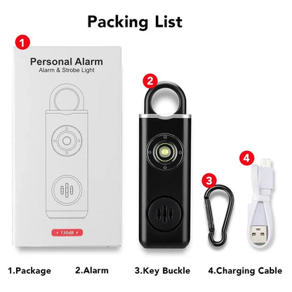 Personlarm 130 dB – med siren och ficklampa