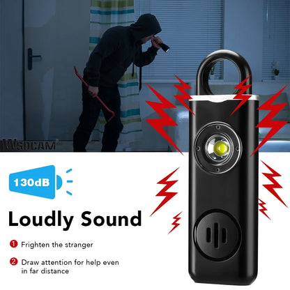 Personlarm 130 dB – med siren och ficklampa