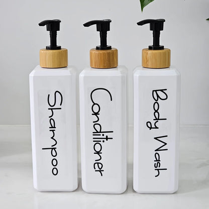 Påfyllningsbara duschflaskor – 3-pack med pump