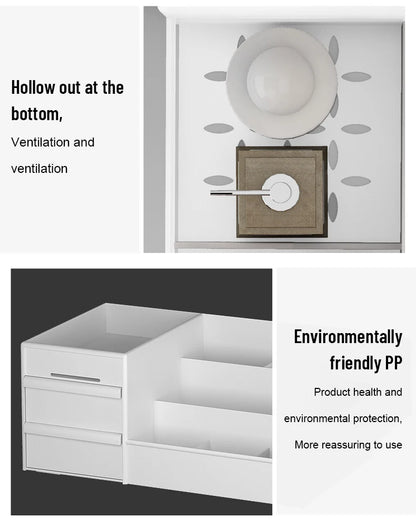 1pc White New Drawer Makeup Storage Box Dormitory Finishing Plastic Shelf Cosmetics Skin Care Dressing Table Desktop