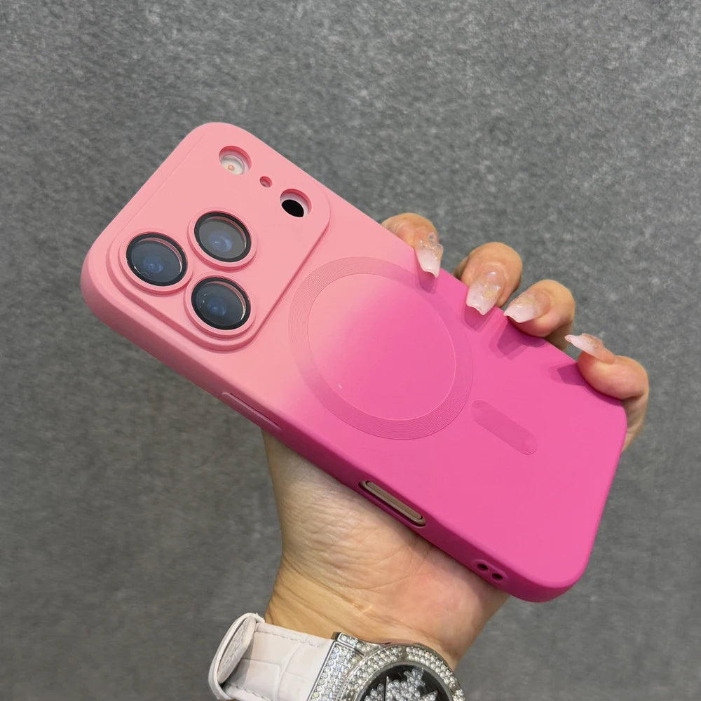 Luxury Gradient Soft TPU Case For iPhone 17 Air 16E 16 15 14 13 12 11 Pro Max 17Pro iPhone17 Magnetic Wireless Charge Full Cover