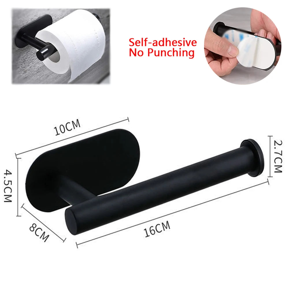 Adhesive Toilet Paper Holder Kitchen Roll Towel Rack Napkin Dispenser Absorbent Stand Tissue Hanger Bathroom Accessories