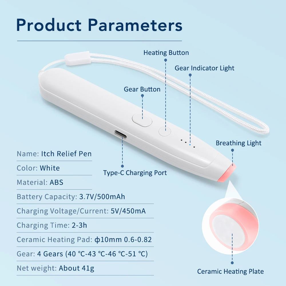 Portable Mosquito Bite Healer Pen, Chemical-Free Anti-Itch Heat Soother for Kids & Adults, Outdoor Bug Bite Treatment