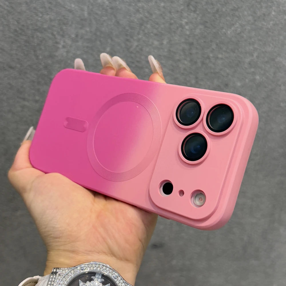 Luxury Gradient Soft TPU Case For iPhone 17 Air 16E 16 15 14 13 12 11 Pro Max 17Pro iPhone17 Magnetic Wireless Charge Full Cover