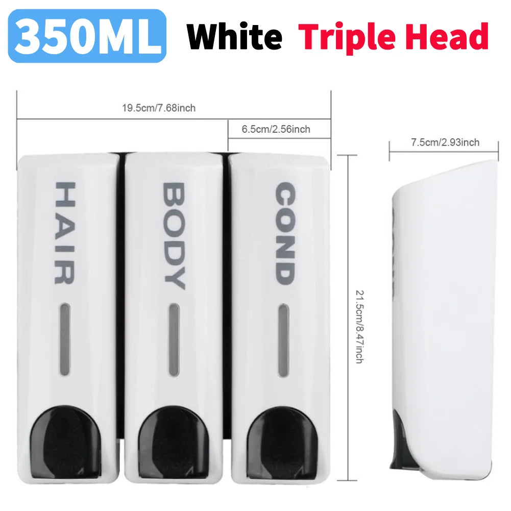 1350ML Shower Bath Shampoo Dispenser Waterproof Shower Gel Lotion Soap Dispenser Wall Mount Refillable for Home Hotel Restaurant