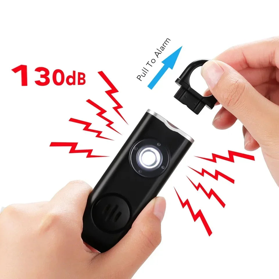 Personlarm 130 dB – med siren och ficklampa