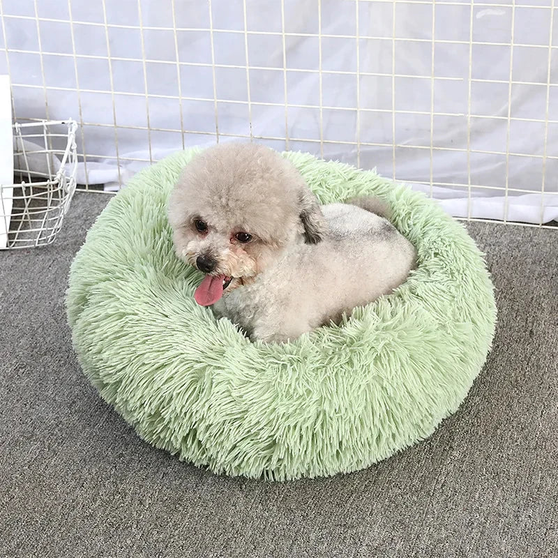 Round Cat Beds House Soft Long Plush Bed For Dogs Basket Pet Products Cushion Cat Bed Cat Mat Sleeping Sofa, Suitable For Winter