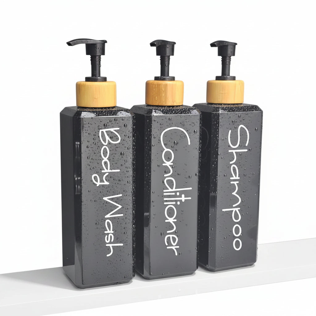 Påfyllningsbara duschflaskor – 3-pack med pump