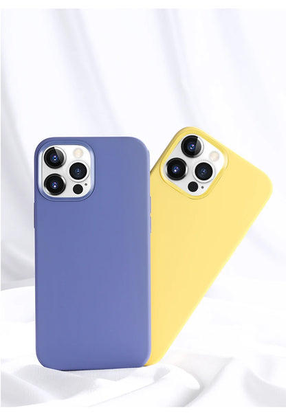 Original Liquid Silicone Case For iPhone 15 14 11 13 12 Pro Max Mini XR X XS 8 7 6 Plus Luxury Phone Cases Shockproof Soft Cover