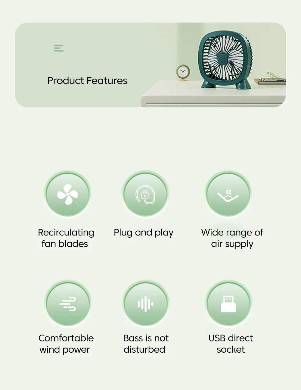 Portable Summer Mini Electric Fan For Home Office School Outdoor Camping Travel USB Direct Plug In Silent Handheld esktop Fan