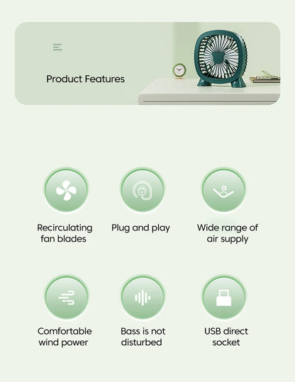 Portable Summer Mini Electric Fan For Home Office School Outdoor Camping Travel USB Direct Plug In Silent Handheld esktop Fan
