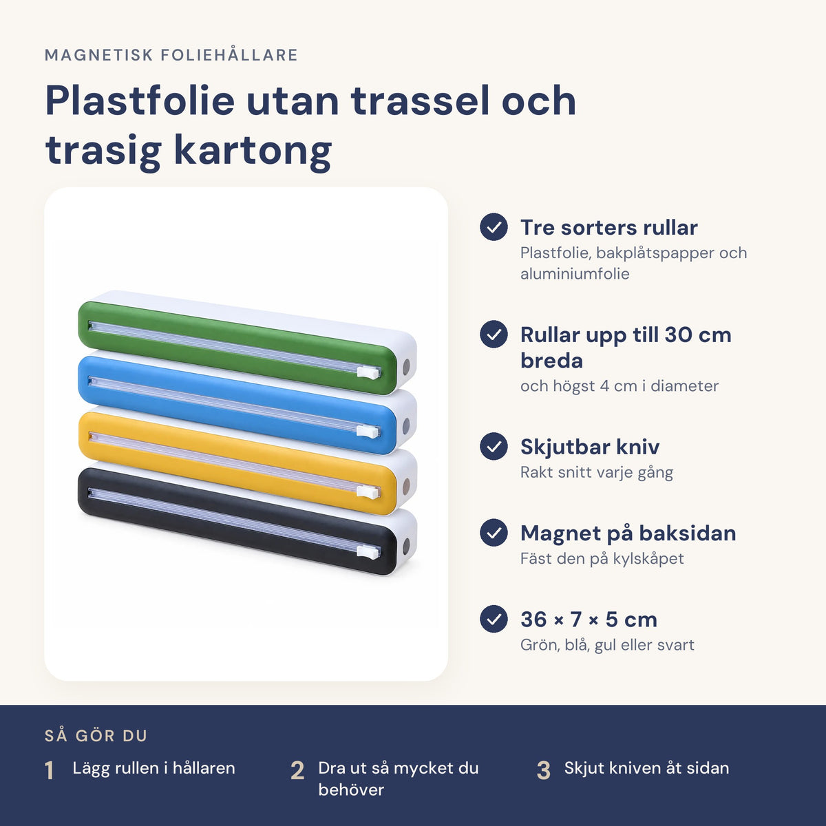 Magnetisk foliehållare – funktioner och mått