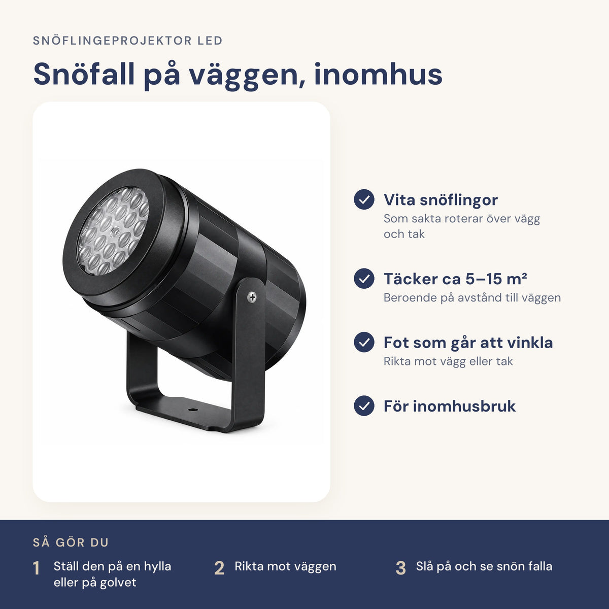 Snöflingeprojektor – funktioner