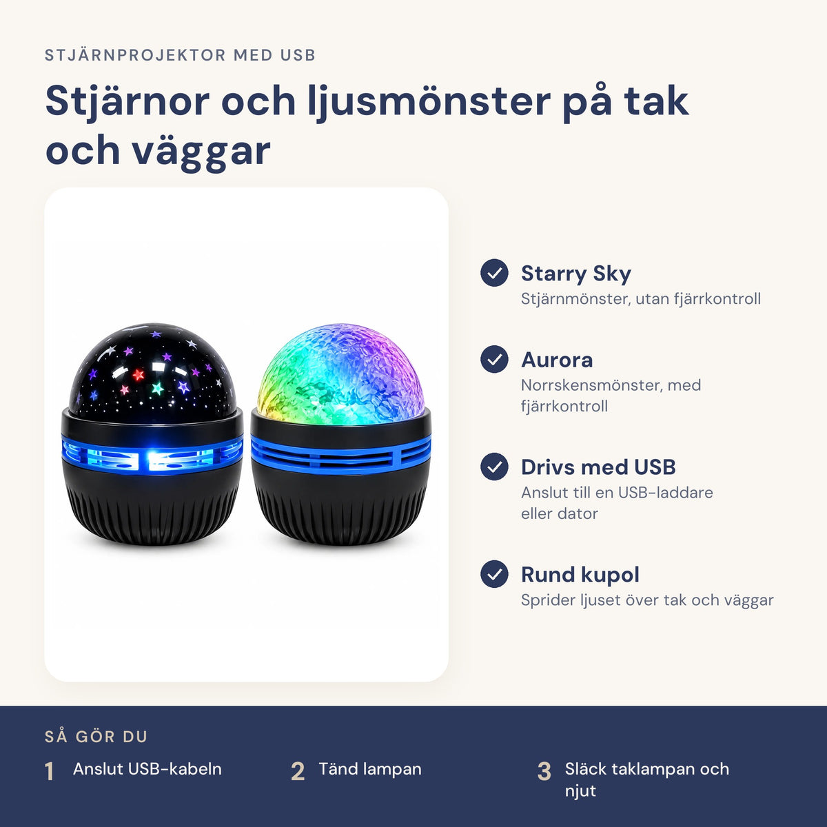 Stjärnprojektor galaxlampa – funktioner